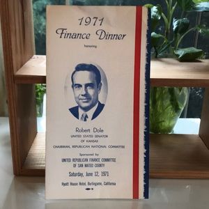 *RARE* 1971 Robert Bob Dole Finance Dinner Program